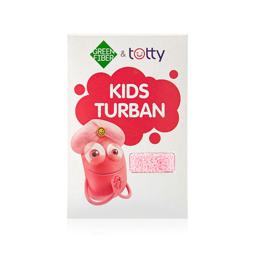 Green Fiber & Totty Kinder-Turbanhandtuch, weiß-rosa